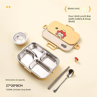 Boîte à lunch pour enfants 1500 ml en acier inoxydable 316, bol à soupe à 5 compartiments, couvercle avec support pour téléphone, compartiment pour couverts, compatible micro-ondes, LFGB, faible MOQ, cadeau personnalisable avec logo