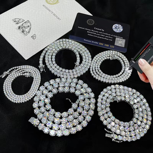 Collana Tennis HipHop Ice Out GRA Moissanite in Argento 925, Test Superato, Pronta per la Spedizione, Moissanite VVS Colore <span class=keywords><strong>D</strong></span>, Incisione Laser Gratuita - Product Image 3
