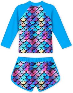 Cô Gái 2 Mảnh Dài Tay Áo Áo Tắm 4-10 Năm Rush Bảo Vệ Bãi Biển Mặc Chặn Tắm Phù Hợp Với Cô Gái UV Bảo Vệ Đồ Bơi - Product Image 2