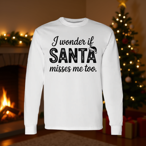 เสื้อยืดแขนยาวลายซานต้า คำคมน่ารัก ตลกขบขันสำหรับวันหยุดคริสต์มาส - Product Image 3