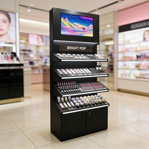 Exhibidor de Maquillaje Profesional con Pantalla, Luces LED, Gabinete con Cerradura, Vitrina de Metal para Tienda de Cosméticos - Product Image 1