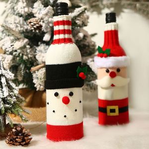 Housses de bouteille de vin en lin avec col en fourrure, décorations pour la maison, cadeaux de Noël, décorations de Noël - Product Image 2