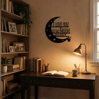 Art mural en métal Art déco, signe suspendu en forme de lune avec citation, silhouette pour la maison, la chambre à coucher, le salon, la salle de bain