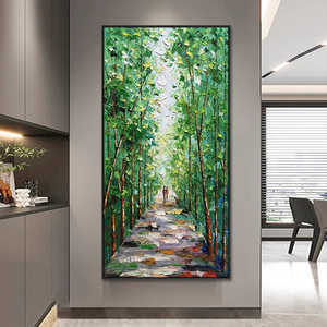 Mới nhất HANDMADE dễ dàng trừu tượng cảnh quan tác phẩm nghệ thuật thiên nhiên rừng vải tường nghệ thuật cây bạch dương sơn dầu - Product Image 1