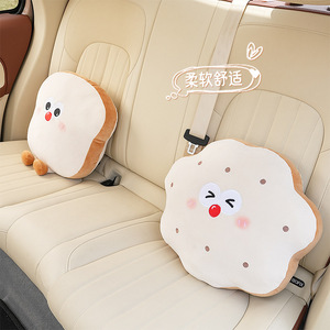 Cojín de felpa antideslizante para reposacabezas y soporte lumbar para coche, diseño de galleta tostada, para uso general en las cuatro estaciones - Product Image 4