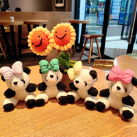 Mini dessin animé chaud kawaii arc Panda poupées peluche porte-clés pendentif sacs à dos sac charme peluches jouets Panda porte-clés