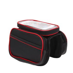 QJCB 1 Bolsa para cuadro de bicicleta, bolsa frontal impermeable de gran capacidad con forro interior para bicicleta de montaña, almacenamiento para teléfono con pantalla táctil - Product Image 2