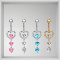 Vente flash : Piercing de nombril en forme de cœur, vente en gros, acier inoxydable 14G, piercing de nombril en forme de cœur, style classique, bijoux de piercing corporel
