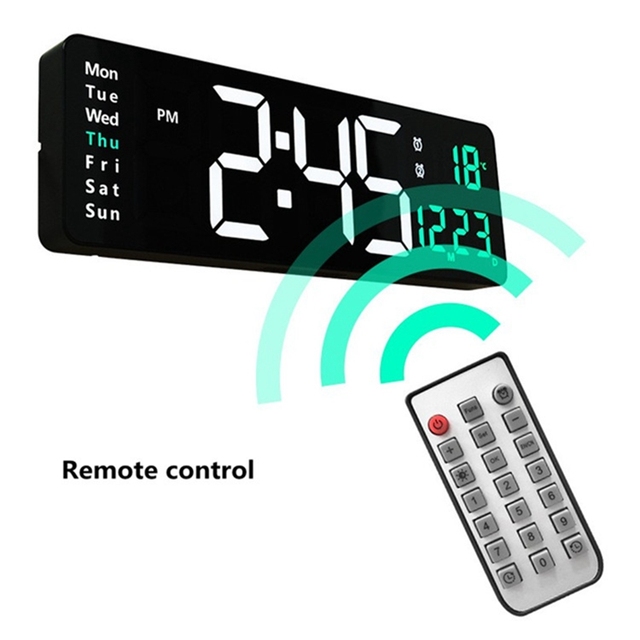 Large Screen LED Time Temperature Week Date Display Living Room Digital Wall Clock