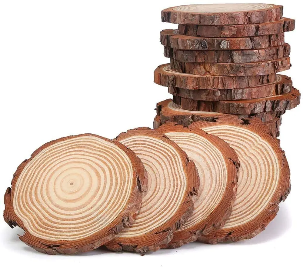 מכירה לוהטת סיטונאי Diy קרפט מעגל טבעי עץ פרוס עם לנבוח עבור מלאכות