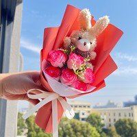 Bouquet de roses en forme de lapin en gros, fleurs de savon gaufrées, cadeau pour la Saint-Valentin, le Qixi Festival, les meilleurs amis, les anniversaires de filles
