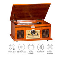 Ap02 — platine de réglage analogique FM, avec lecteur CD, entrée Aux, fonction BT, haut-parleurs stéréo intégrés, plateau tournant en bois