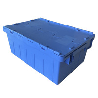 Robuste logistique stockage pile nid roulement bacs fourre-tout en plastique caisse mobile avec couvercle Rectangle solide mur grande boîte