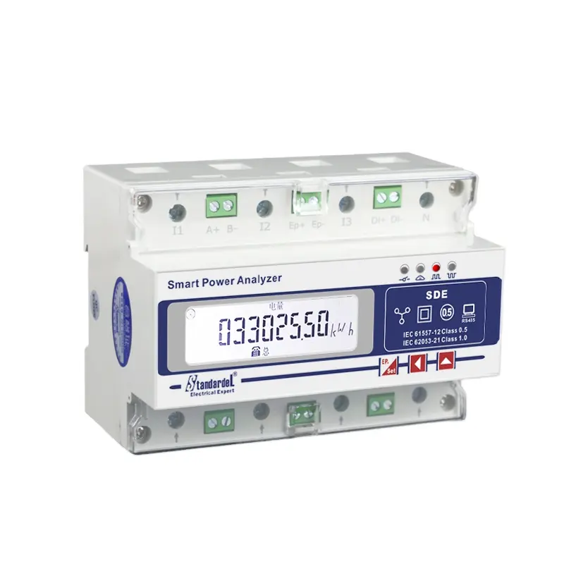 SDE600 5A عالية دقة مقياس الطاقة RS485 ct ثلاث مراحل ثلاثة أسلاك 5A مقياس الطاقة الكهربائية مقياس الطاقة