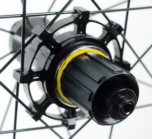 גלגלי אופני כביש 700C מסיבי פחמן, סט גלגלים קל משקל, גלגלי כביש פחמן עם בלמי V/C, חישוק קרבון ללא צמיג פנימי 50 קלינצ'ר, חישוק קרבון ללא צמיג פנימי, חישוקי Direct-Pull F/V - Product Image 4