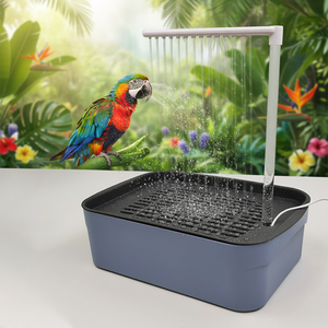 Vasca da Bagno Rettangolare in Plastica per Pappagalli, con Circolazione Automatica dell'Acqua, Elettrica, Grande, Modello Pelle di Tigre e Peonia - Product Image 1