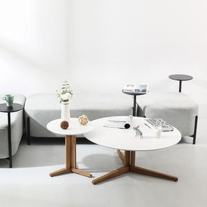 Minimalist Coffee <b>Table</b> <b>Walnut</b> Wood Round Modern Side <b>Table</b> Living Room Furniture - Product Image 4