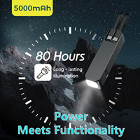Lampe torche 2026 avec batterie externe ABS 5000 mAh et câble intégré, mini chargeur portable pour situations d'urgence en extérieur, support inclus