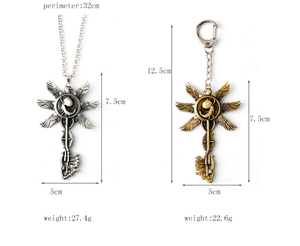 Venta al por mayor Resident Evil collar seis alas fetal llave colgante collar metal llavero moda hombres collar - Product Image 6