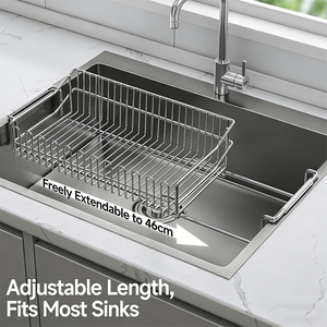 Scolapiatti Retrattile in Acciaio Inox <span class=keywords><strong>a</strong></span> Singolo Livello, <span class=keywords><strong>Salvaspazio</strong></span> per <span class=keywords><strong>Cucina</strong></span> - Product Image 6