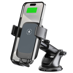 Soporte Inalámbrico para Teléfono de Coche con Ventosa de 15W, Brazo Telescópico para Parabrisas, Navegación, Material ABS Negro - Product Image 1