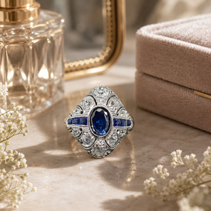 Anello Blu da Donna Stile Vintage Design Palazzo Accessorio per Dito da Indossare Ogni Giorno - Product Image 4