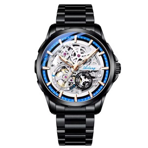 Reloj mecánico automático Ailang para hombre, esfera esqueleto, correa de acero inoxidable, resistente al agua, reloj de pulsera de negocios - Product Image 5