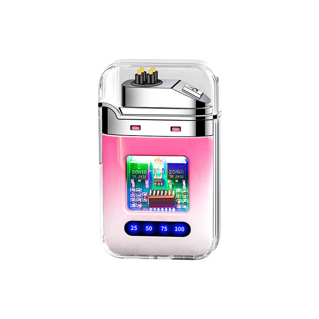 Dericsson Transparent Windproof Mini Charging Lighter with Battery Level Display and Cool LED Light Cigarette Lighter