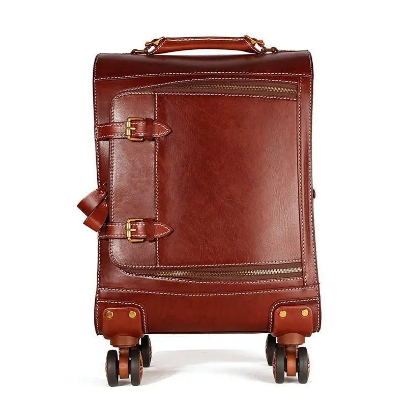 Bagages en cuir vintage Valise à main de luxe 20 pouces Sac de vêtements d'affaires classique pour hommes et femmes