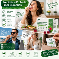 Gummies de fibres prébiotiques, Gummies probiotiques, Complément alimentaire pour la santé digestive, Sans sucre, Végétalien, Marque privée, Vente en gros