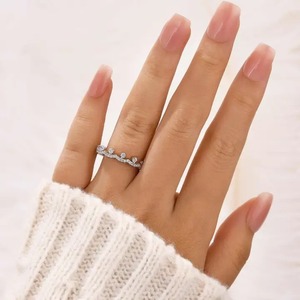 Premium Design 925 Moissanite 0.6 Carat Brilliant Cut Unique Eternity <b>Crown</b> Shaped Women's Classic Wedding Band Sterling Silver - Product Image 2