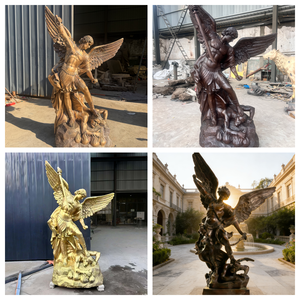 Statue en bronze grandeur nature du Saint-Archange Michel vainquant <span class=keywords><strong>Satan</strong></span>, sculpture pour jardin, décoration d'<span class=keywords><strong>église</strong></span> - Product Image 4