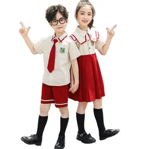 제조 업체 도매 사용자 정의 여름 소년 소녀 짧은 소매 학교 유니폼