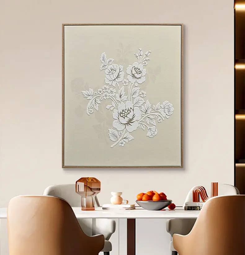Modern Abstract Linen Paintings Wall Art Thick paint Artworks for Hotel