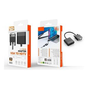 Adaptateur - conversion vidéo VGA vers HDMI, résolution 1080p, câble de 15 cm, couleur noire, idéal pour connecter des appareils à - Product Image 1