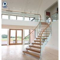 Escalier courbé en acier et bois Prima Modern Design pour intérieur commercial