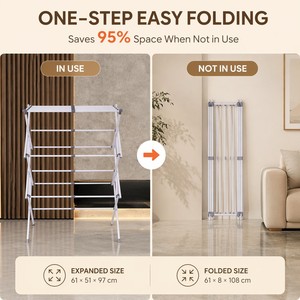 ราวตาก<span class=keywords><strong>ผ้า</strong></span>พับได้ 3 ชั้น ขยายได้ ป้องกันสนิม สำหรับซักผ้าในคร<span class=keywords><strong>อบ</strong></span>ครัว พื้นที่ขนาดเล็ก ระเบียง - Product Image 4