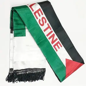 BSBH Venta al por mayor Bufanda Palestina Eventos Decoración Satén Poliéster Palestina Bandera Bufanda Rts En Stock Palestina Bandera Collar