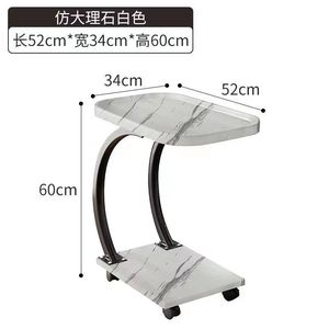 Mesa auxiliar minimalista moderna de 40x40x60cm con tapa redonda de mármol blanco y ruedas para dormitorio, sala de estar, sofá - Product Image 4