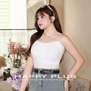 เสื้อกล้ามผู้หญิงแฮปปี้ พลัส พลัส ไซส์ รุ่น N8980 สีขาวและสีดำ ผ้าไนลอนถักทอสีพื้น พร้อมแผ่นรองหน้าอกสำหรับใส่เป็นชุดชั้นใน - Product Image 4