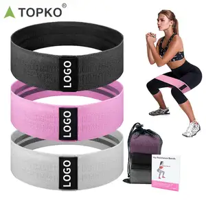 TOPKO Manufacture Yoga Booty Bands Wholesale Custom Logo Hip Fabric Resistance Bands Pink Resistance Band
