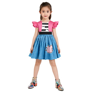 Robe pour filles Gabby's Dollhouse, coupe trapèze, en mousseline de soie, manches courtes, avec motif chat, pour enfants - Product Image 1