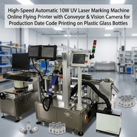 Système de marquage laser UV haute vitesse 10W avec alimentation automatique, convoyeur et caméra d'inspection pour l'impression de dates de péremption