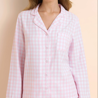 Ensemble de vêtements de détente à carreaux avec boutons sur le devant pour femmes, pantalon de nuit à manches longues, cadeau pour filles