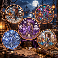 Lanternmoor Custom Moon Harbor Queen Figure Five Signs Hand Rubbed Round Coin Set for Lantern Den Wall Display
