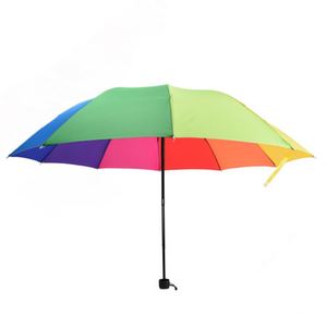 Parapluie de Pluie Pliant Manuel Portable Anti-Vent 3 Volets Couleurs Arc-en-Ciel Tendance – Meilleure Vente - Product Image 3