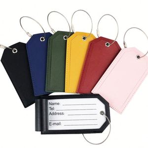 Étiquette de bagage en cuir PU personnalisée avec logo créatif, design de protection de la vie privée, accessoire pour sac à dos et valise d'aéroport - Product Image 3