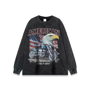 American High-Street White Ink Direct-<b>Print</b> Printed Short Sleeve Tee Streetwear Retro Trendy Brand Distressed Washed T-Shirt Men - Product Image 3