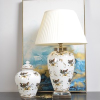 Lampe de table électrique vintage en porcelaine chinoise avec abat-jour tambour, design européen pour la décoration intérieure, garantie Trade Assurance