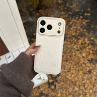 Coque de téléphone antichoc simple à motif rose en relief pour iPhone 17 Pro Max, compatible Apple iPhone 16, 15, 14 (style japonais et coréen)